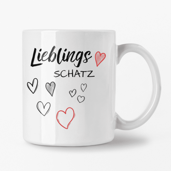 Lieblings Tasse 355ml - Weiß - Herz Schatz