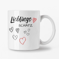 Lieblings Tasse 355ml - Weiß - Herz Schatz