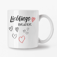 Lieblings Tasse 355ml - Weiß - Herz Bruder
