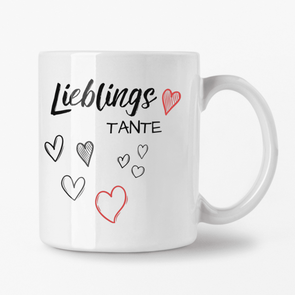 Lieblings Tasse 355ml - Weiß - Herz Tante