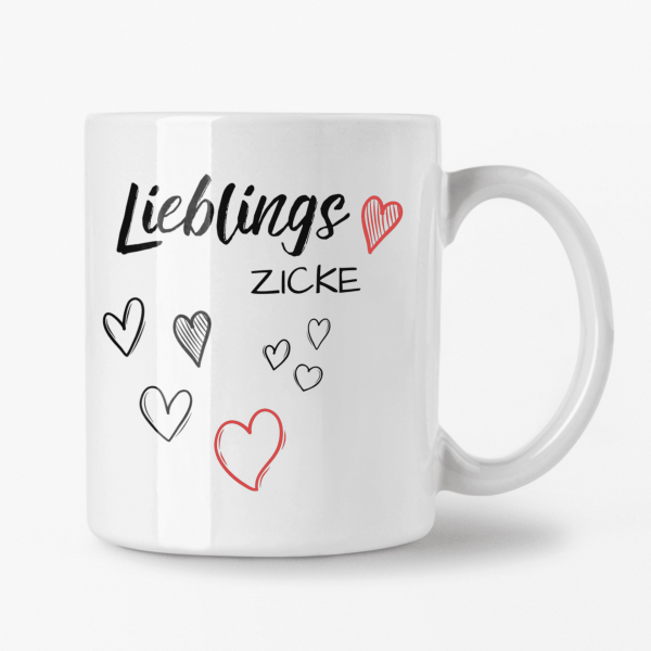 Lieblings Tasse 355ml - Weiß - Herz Zicke